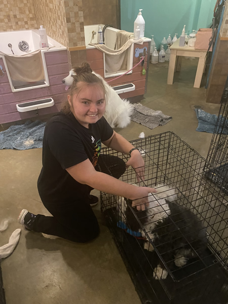 Student working with animals